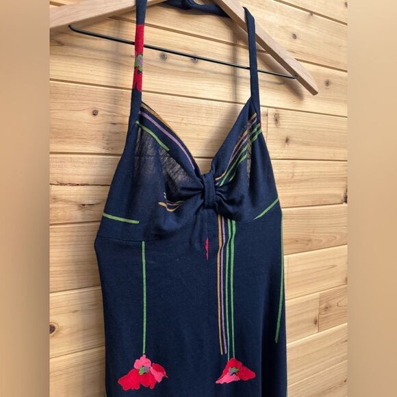 VNTG 1970 Young Innocent Sz XS Poppy Colorful Halter Maxi Babydoll Dress Set - Picture 9 of 13